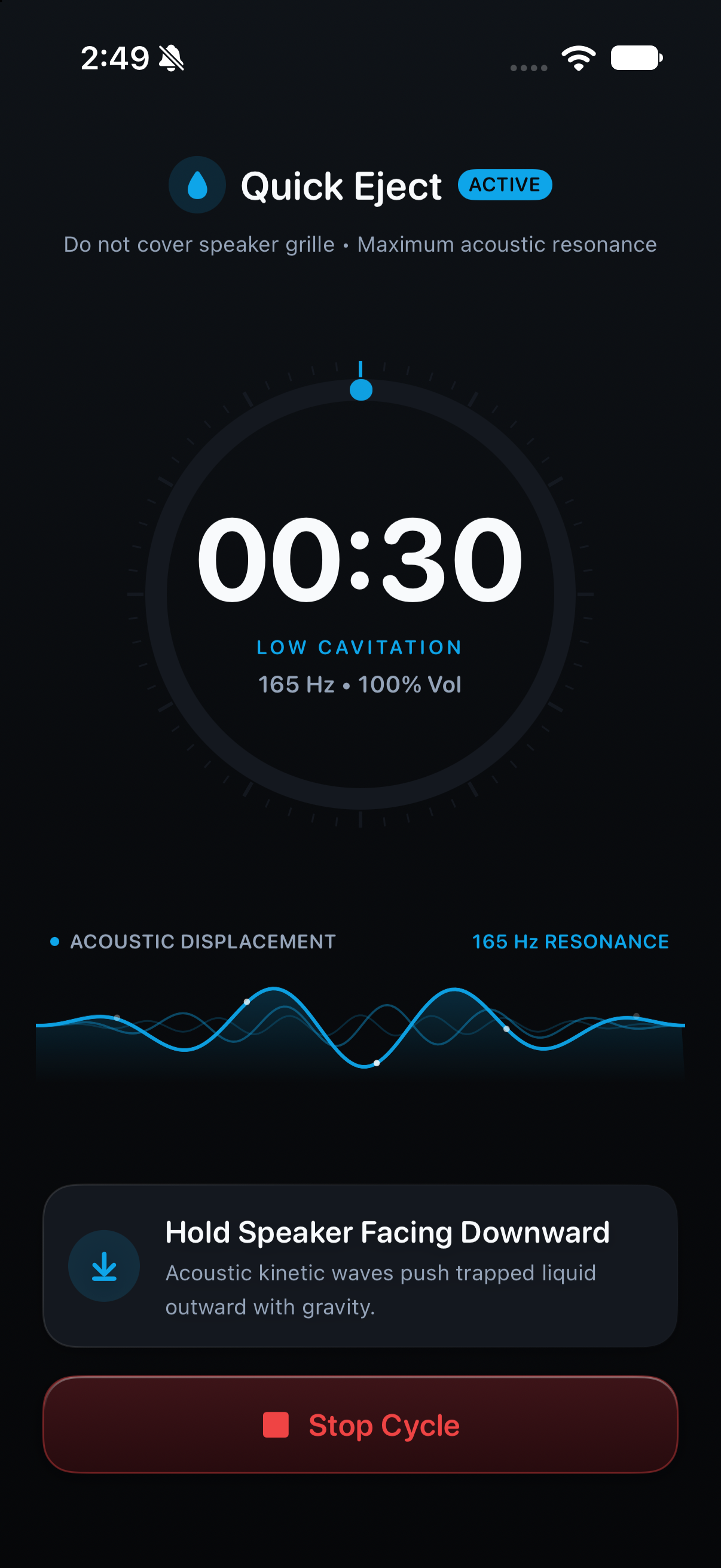 Drainly active ejection countdown